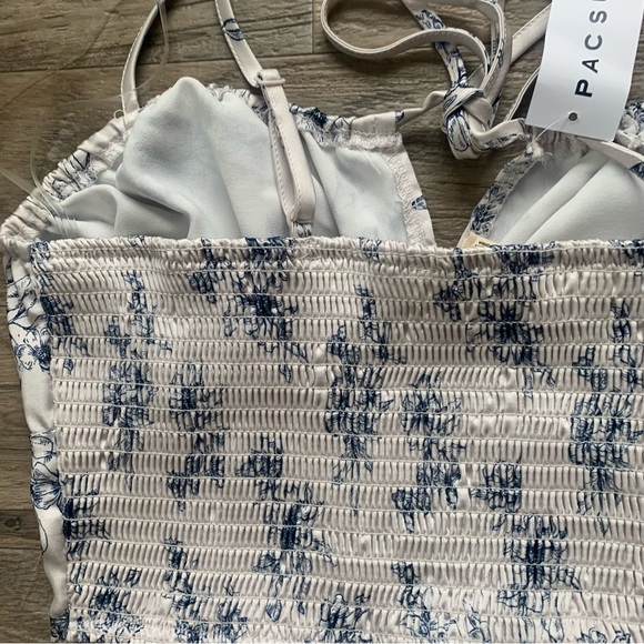 Pacsun Satin Floral Bustier Smocked Top - Picture 4 of 14